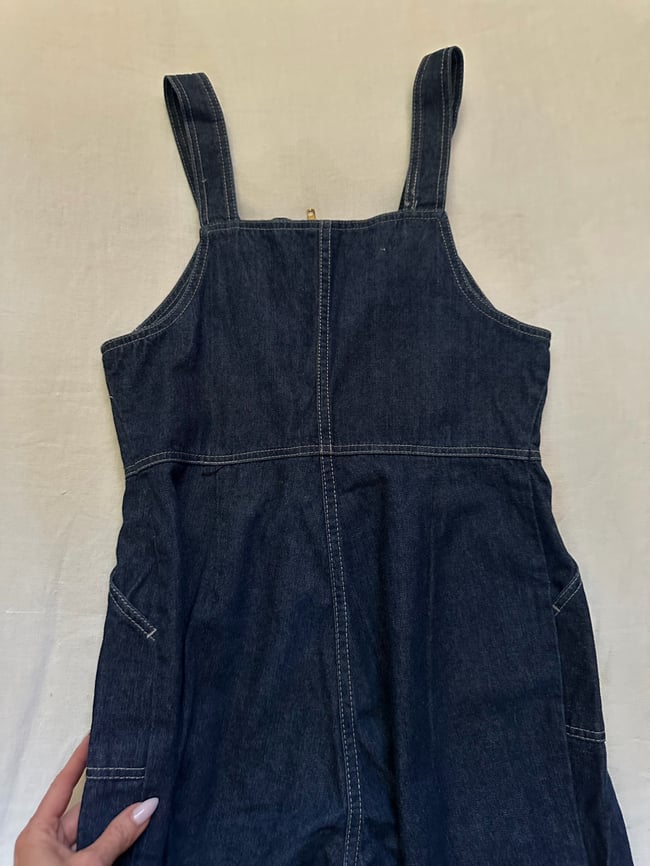 early 70s dark denim zip up overalls 