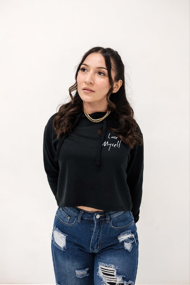 Image of Black ILoveMyself Crop-Hoodie