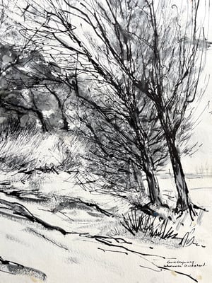 Image of VINTAGE DUTCH DRAWING: LANDSCAPE #14