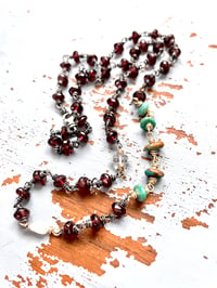 Image 1 of boho garnet and turquoise necklace
