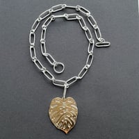 Image 1 of Silver Monstera Leaf Necklace