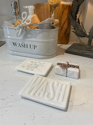 Image of CERAMIC SOAP DISH & SCENTED SOAP BAR CHOICE OF 2 