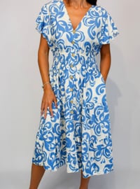 Image 2 of Large Coloured Paisley Print Button Front Midi Dress