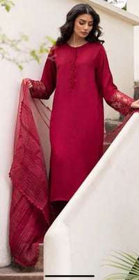Image 3 of Ruby red georgette 3 pcs 