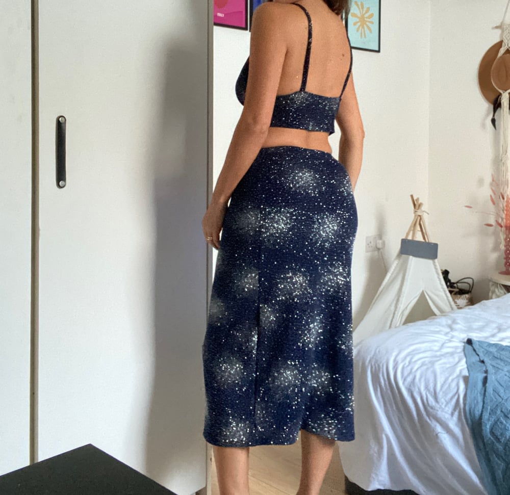 Image of Glitter Burst Y2K Crop Cami & Midi Skirt Co-Ord