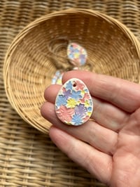 Image 3 of Handmade Ceramic Painted Flowers Easter Eggs