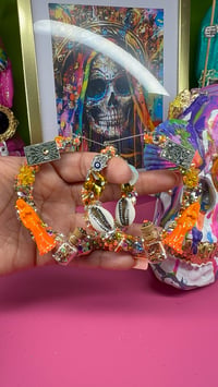 Image 2 of I AM The Altar Orange Santa Muerte Earrings
