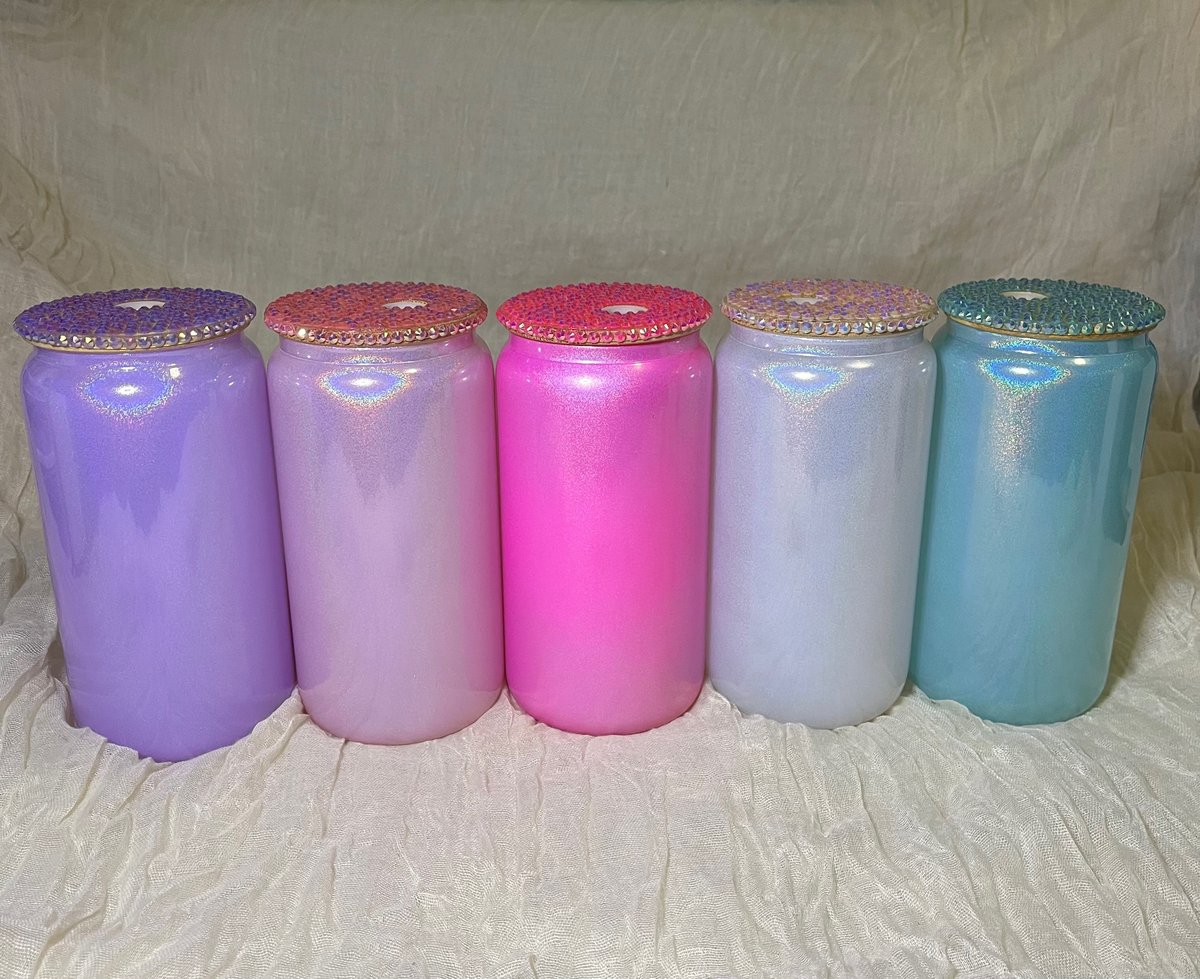 16oz Sparkle Glass Can w/ Bamboo Lid | Sublimation | Clearance