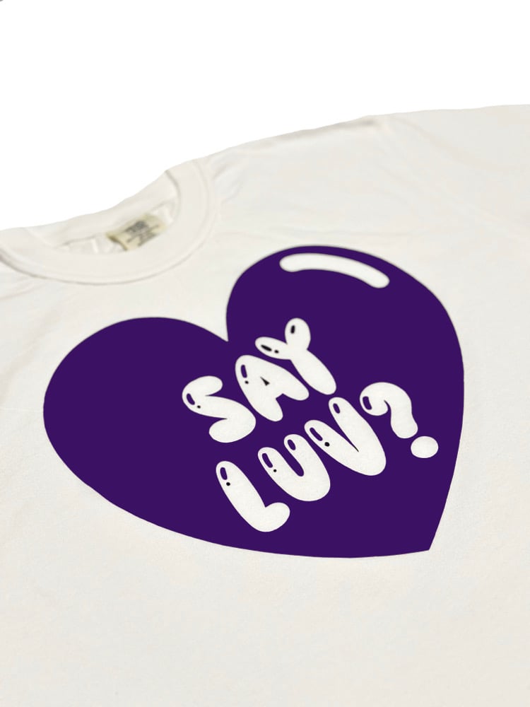 Image of Say Luv? Mardi Gras Short Sleeve Tee.