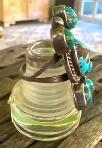 Image 4 of Vintage 7 stone turquoise cluster ring 