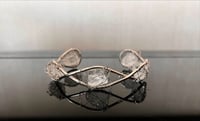 Wire-wrapped Natural Clear Quartz Raw Gemstone Silver-Zinc Bangle 