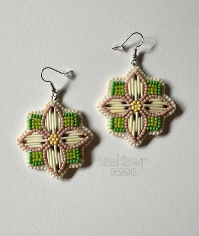 Image of Pastel floral Porcupine quill earrings 