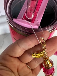 Image 3 of Pink and Gold Pink Parade Tumbler Straw Charm