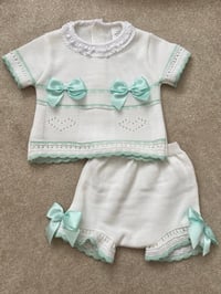 Mint Double Bow Knit Sets
