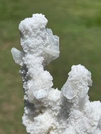 Image 13 of Quartz Stalagmite Coated With Aragonite & Clear Rhombohedral Calcite #2544