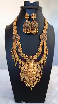 Image 1 of Dharti- Heavywork Temple Jewelry Necklace Set Goddess Laxmi 