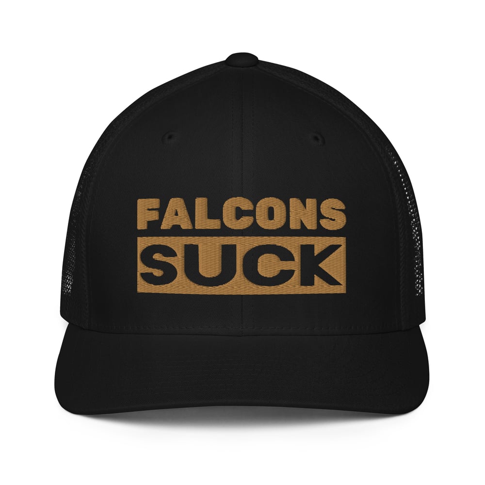 Image of Falcons Suck Closed-back trucker cap