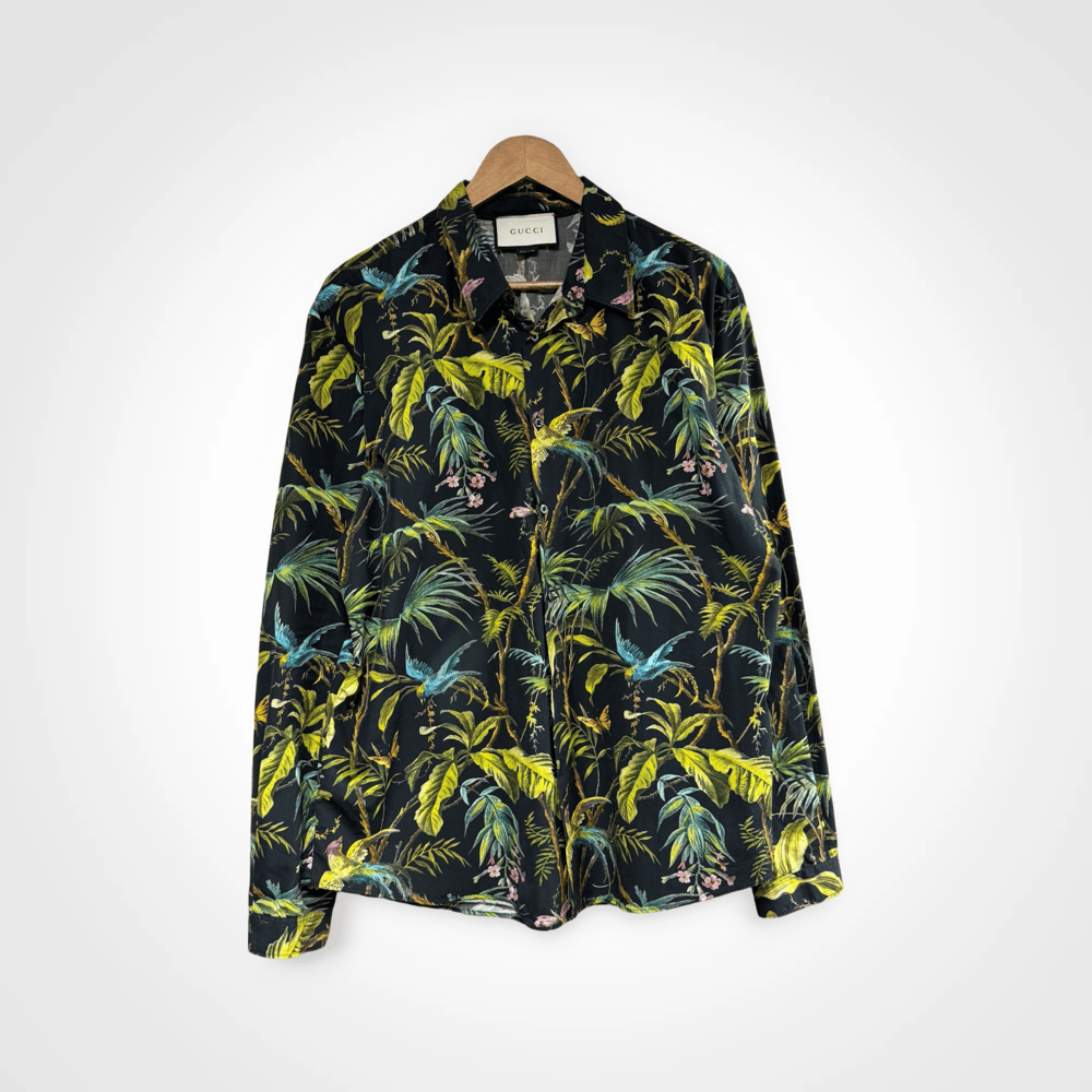 Image of Gucci Black Tropical Button Up Shirt