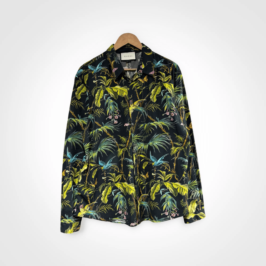 Image of Gucci Black Tropical Button Up Shirt