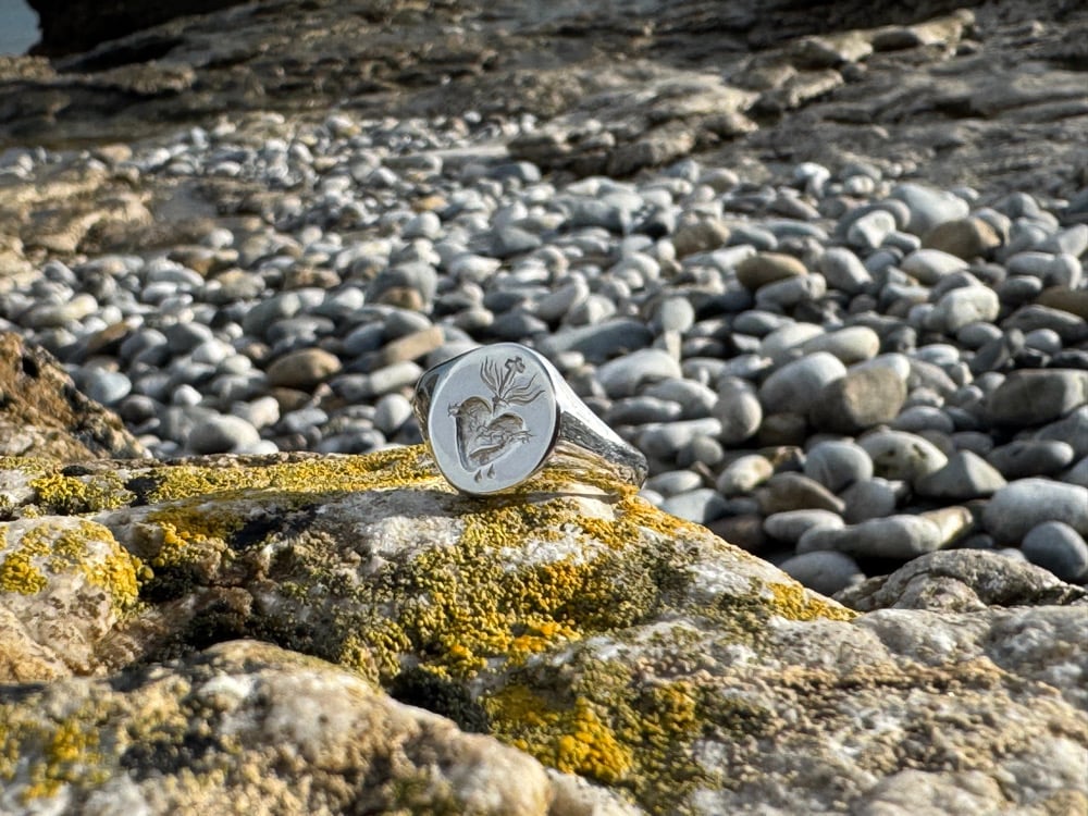 Image of Sacred Heart Deep Engraved signet ring
