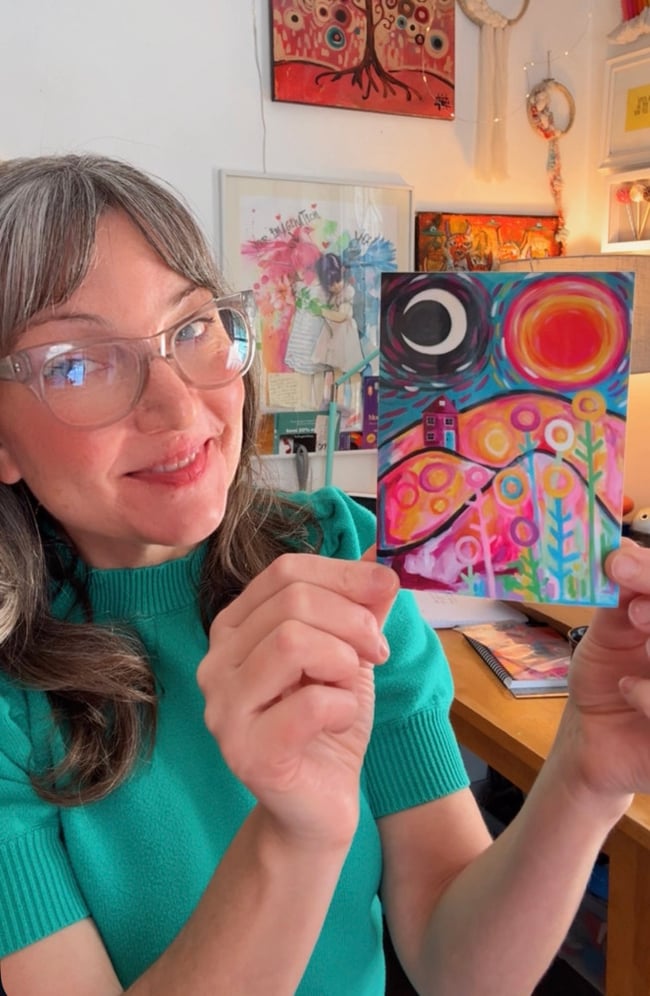 Sunburst & garden moon dreams large sticker