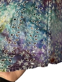Image 5 of ♻️ UPCYCLED XXL Eyelet Pinafore Top in Earthy Rainbow Watercolor Ice Dye
