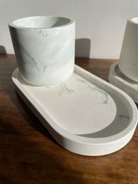 Image 3 of Light marble oval tray and matching pot