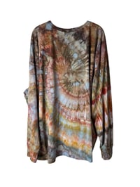 Image 4 of 4XL Unisex Adult Soft Long Sleeve Tee in Earthy Ammonite Spiral Ice Dye