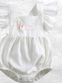 Image 2 of Personalised Pink Rabbit Ruffle Romper 