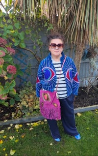 Image 3 of Wanderlust - Velvet evil eye protection jacket - bright blue 6-12 uk