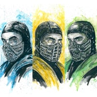Image 1 of Mortal Kombat 95 Signed 3-Print Ninja Set