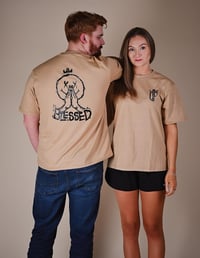 Image 4 of Tan DF Oversize tee " Blessed"