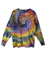 Image 2 of S Unisex Adult Soft Long Sleeve Tee in Bright Spiral Ice Dye