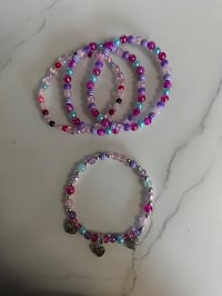 Image 5 of Valentine Tumbler Bracelet Stack with Heart Charms – Beaded Cup Accessory