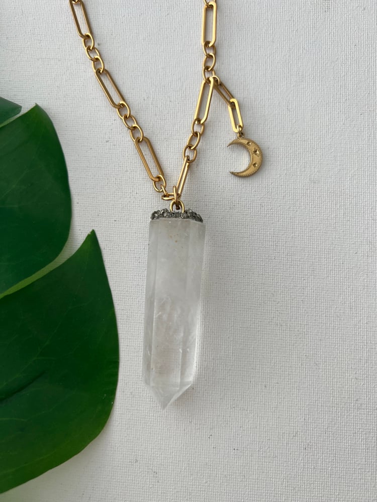 Image of JONNI • Clear Quartz & Moon Necklace