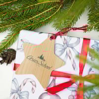 Image 1 of Wooden ornaments with green Grier logo