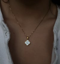 Image 1 of Pearl Clover Initial Necklace