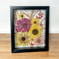 Image 3 of Zinnia, Sunflower, Calendula, Nandina And Corn Tassles In 8" X 10" Shadow Box (Item# 202206LS)