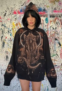 Image 3 of “FERAL” BLEACH PAINTED PULLOVER HOODIE LARGE