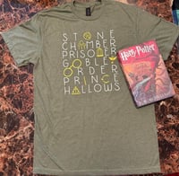 Wizard Book Titles Heather Green Tshirt