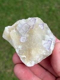 Image 2 of QR Code Fluorite On Druzy Quartz Matrix Specimen| Guizhou China #3058