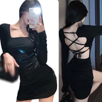 Cross Bandage Hollow Out Sexy Slim Mini Dress For Women 