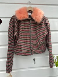 Image 1 of pink fur collar jacket 