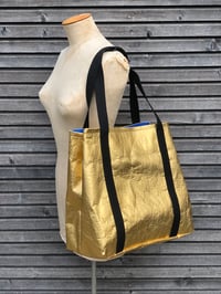 Image 4 of Vegan large tote bag in gold Piñatex™ office tote laptop tote bag