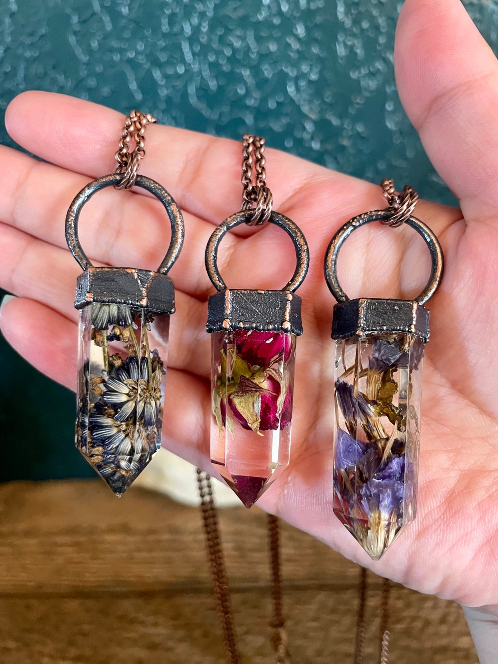 Crystal Purple Statice Pendant