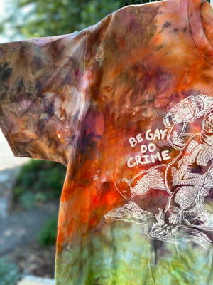 Image of XL Godzilla Be Gay Do Crime Tie Dye Shirt 1