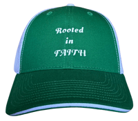 Image 1 of Heavenly Made Apparel Rooted in Faith Mesh Hat - Green & White Adjustable