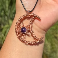 Image 1 of Amethyst Moon & Sun Pendant 💜