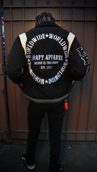 Image 3 of Black “Worldwide” Varsity Jacket