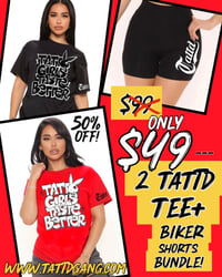 50% OFF!!! RED&BLACK ❤️🖤2 TATTD TEE + BIKER SHORTS BUNDLE!!! ❤️